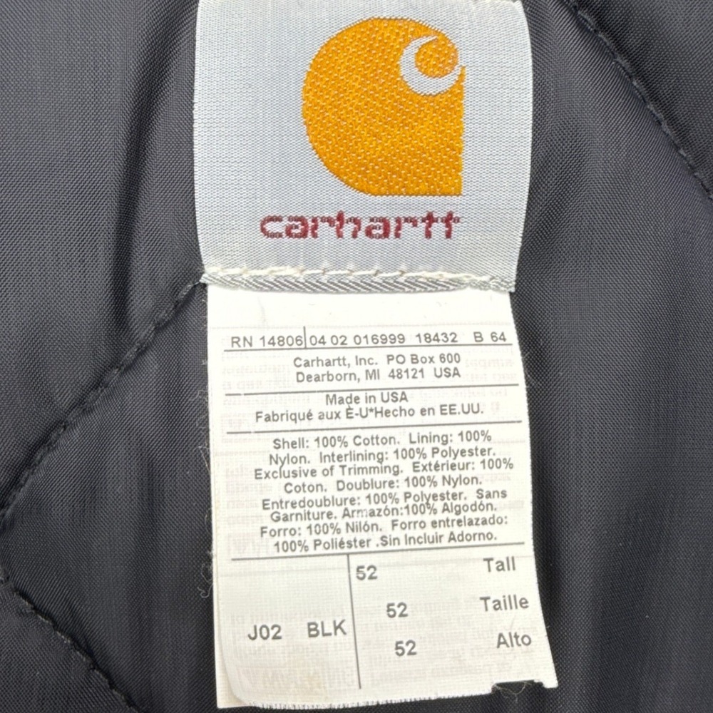 Carhartt Sandstone Jacket Arctic Quilt Lined Mens 52 Tall‎ 2XLT J02 BLK NWT NOS - Picture 4 of 16